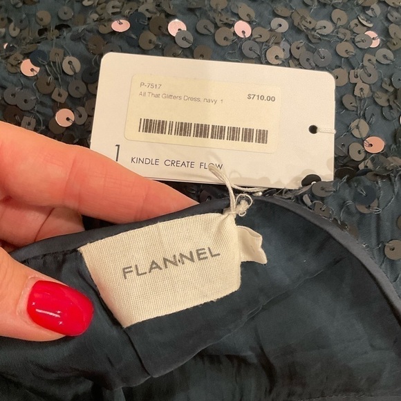 Flannel “All that glitters” navy sequin silky dress. Brand New with tags! - Picture 10 of 10